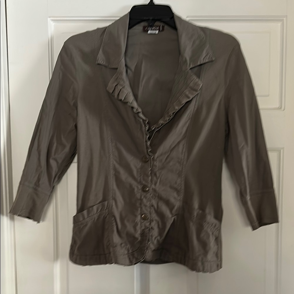 XCVI Beige Lightweight Tapered Cropped Blazer
